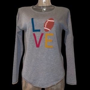 Rachel Zoe LOVE FOOTBALL LS Knit Sweater NWOT